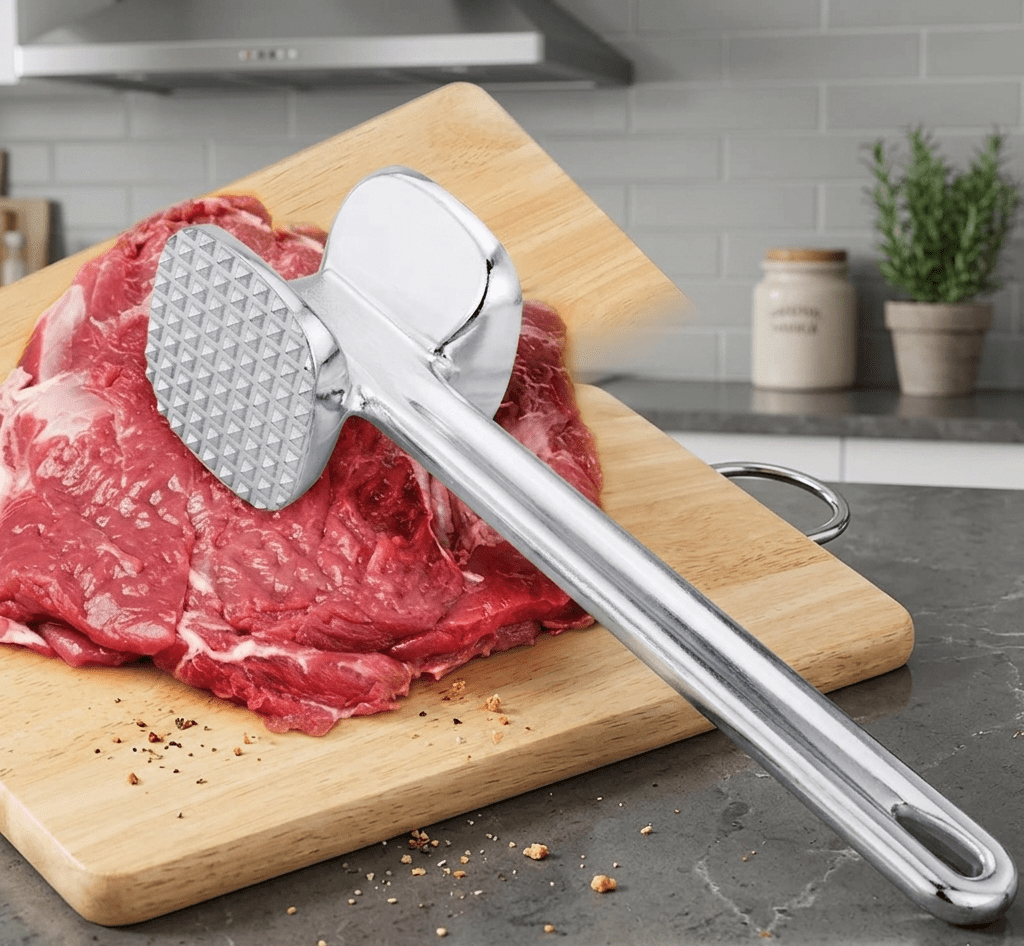 2-in-1 Aluminum Meat Hammer – Heavy Duty Manual Tenderizer for Flattening and Mashing image 4