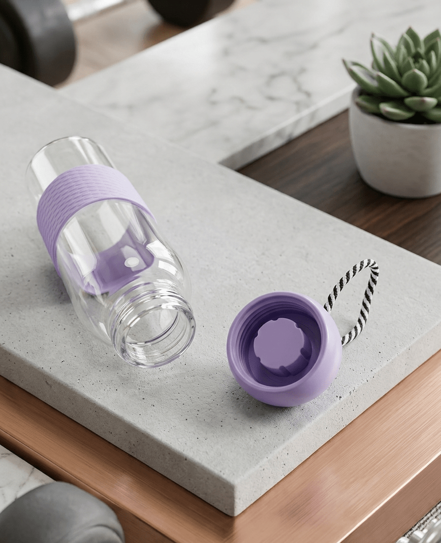 360ml Borosilicate Glass Water Bottle – Leak-Proof Lid with Carrying Loop & Silicone Grip Sleeve image 2