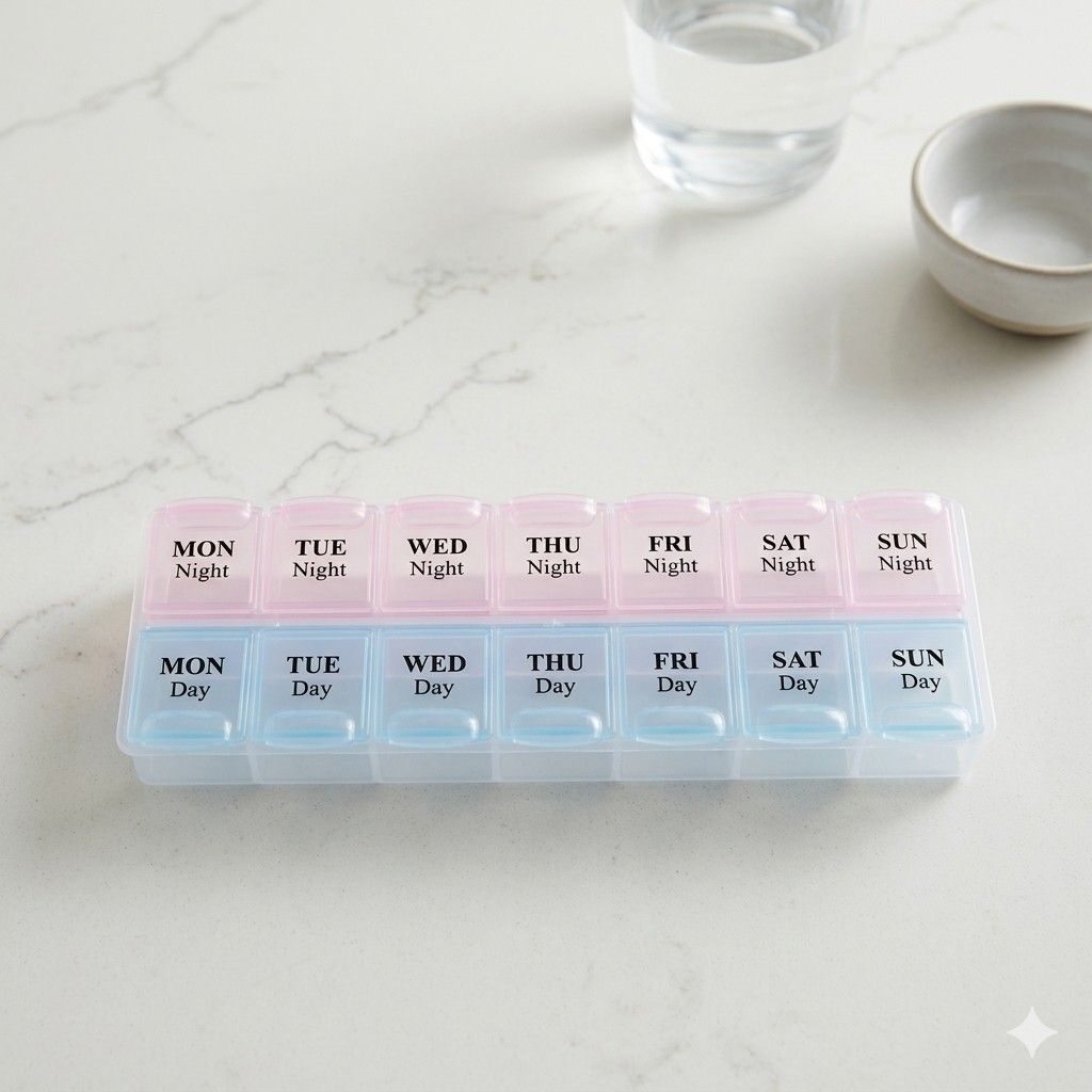 14-Grid Weekly Pill Organizer – 2 Times A Day Medication Management Box image 3