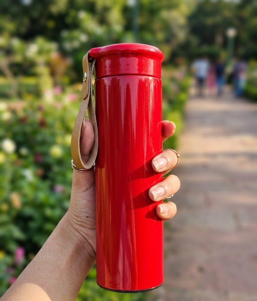 500ml Insulated Stainless Steel Vacuum Bottle with Portable Leather Strap – Leak-Proof Thermal Flask for Hot & Cold Drinks image 3