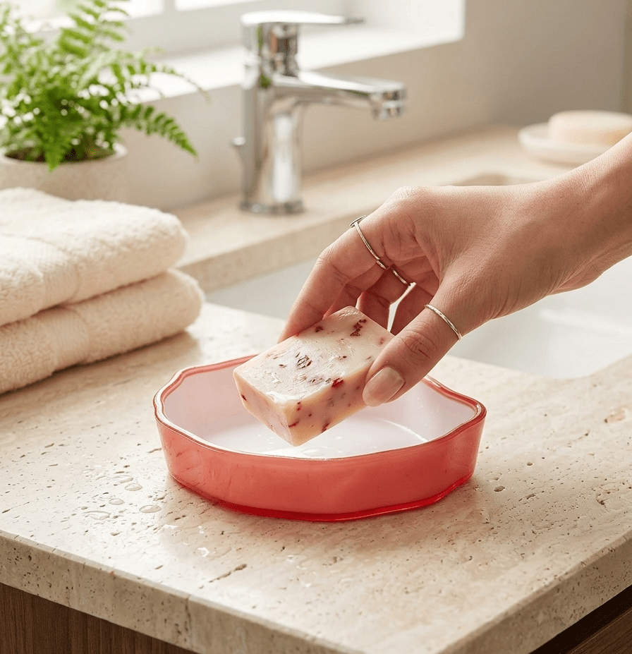 Leaf-Design Decorative Soap Dish – Non-Slip Bathroom Countertop Organizer main image