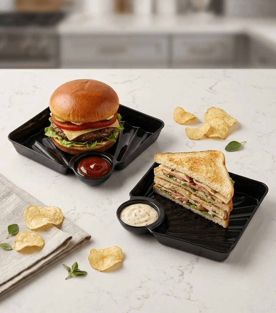 Chip and Dip Snack Dish Set – Pack of 2 Versatile Appetizer Serving Plates image 2