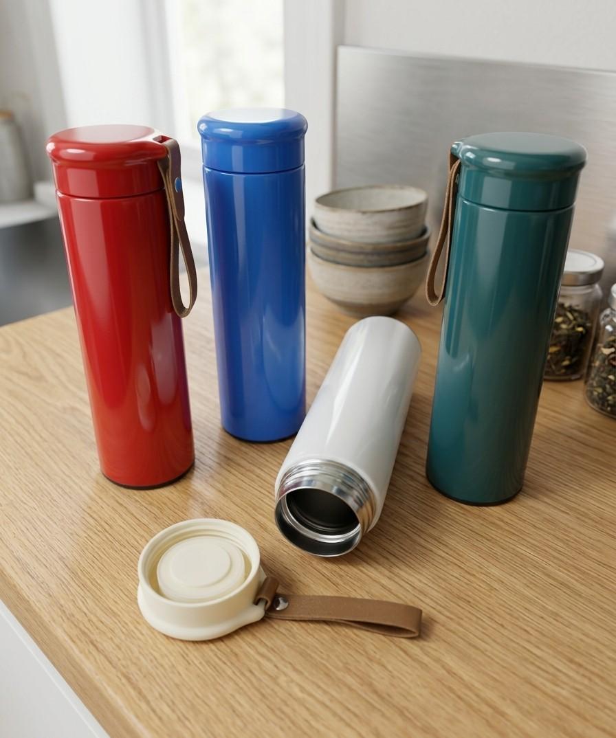 500ml Insulated Stainless Steel Vacuum Bottle with Portable Leather Strap – Leak-Proof Thermal Flask for Hot & Cold Drinks image 2