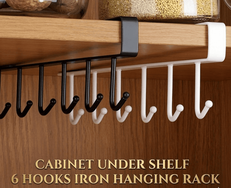 Imperial Under Shelf 6 Hooks Rack – Iron Hanging Kitchen & Bathroom Organizer image 2