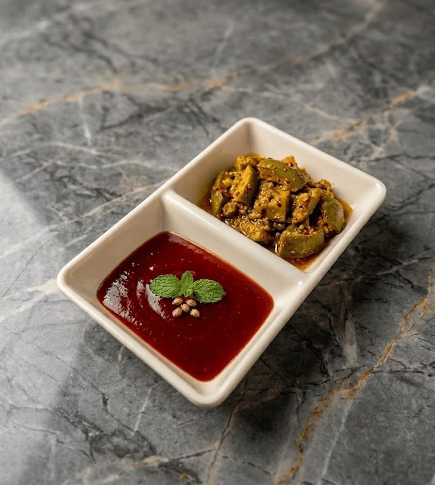 2-Compartment Porcelain Condiment & Pickle Server image 3