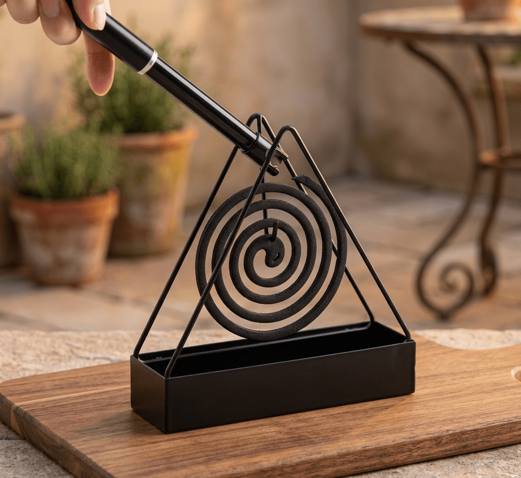 Triangle Iron Mosquito Coil Holder with Ash Tray | Anti-Scald Incense Burner Box image 3