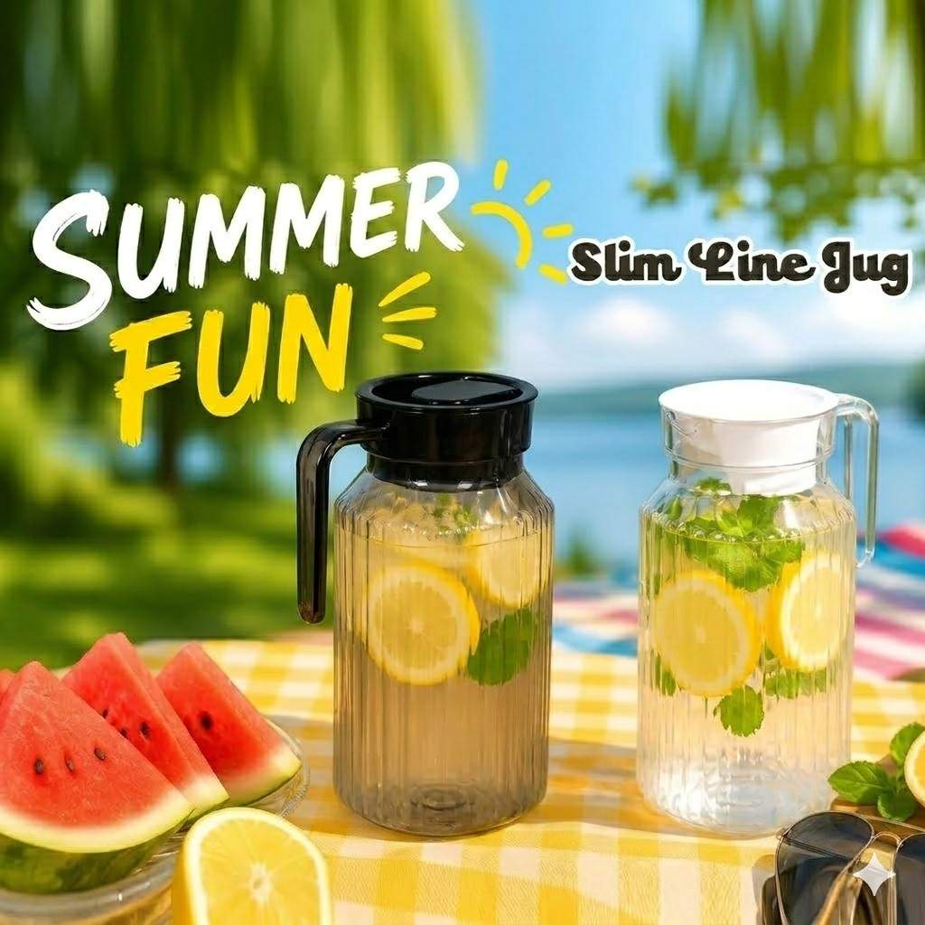 Modern Slim Line Ribbed Plastic Jug with Infuser Lid – Lightweight & Durable Pitcher in 1000ml & 1250ml Sizes image 4