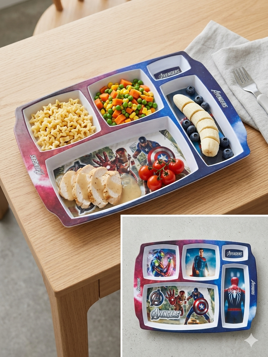 Kids’ 5-Compartment Divided Dinner Plate image 2