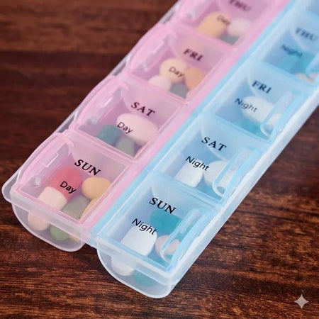 14-Grid Weekly Pill Organizer – 2 Times A Day Medication Management Box main image