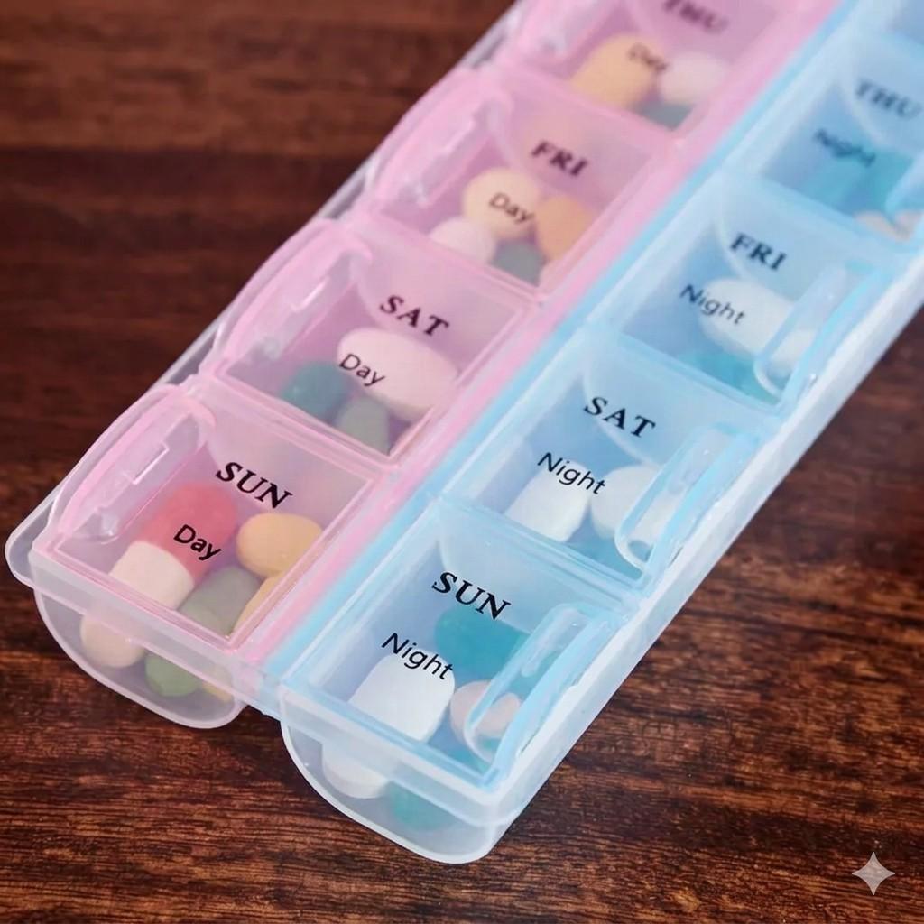 14-Grid Weekly Pill Organizer – 2 Times A Day Medication Management Box main image