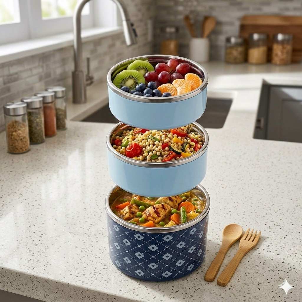 Premium Triple-Layer Stainless Steel Insulated Lunch Box – Eco-Friendly Thermal Food Container image 3