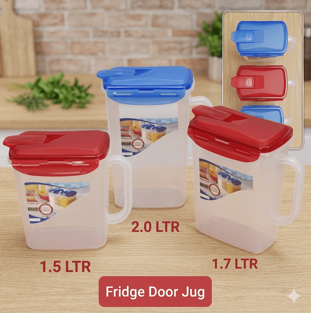 Imperial Fridge Door Water Jug– Translucent BPA-Free Pitchers with Easy-Pour Lids (1.5L, 1.7L, and 2.0L Sizes) main image