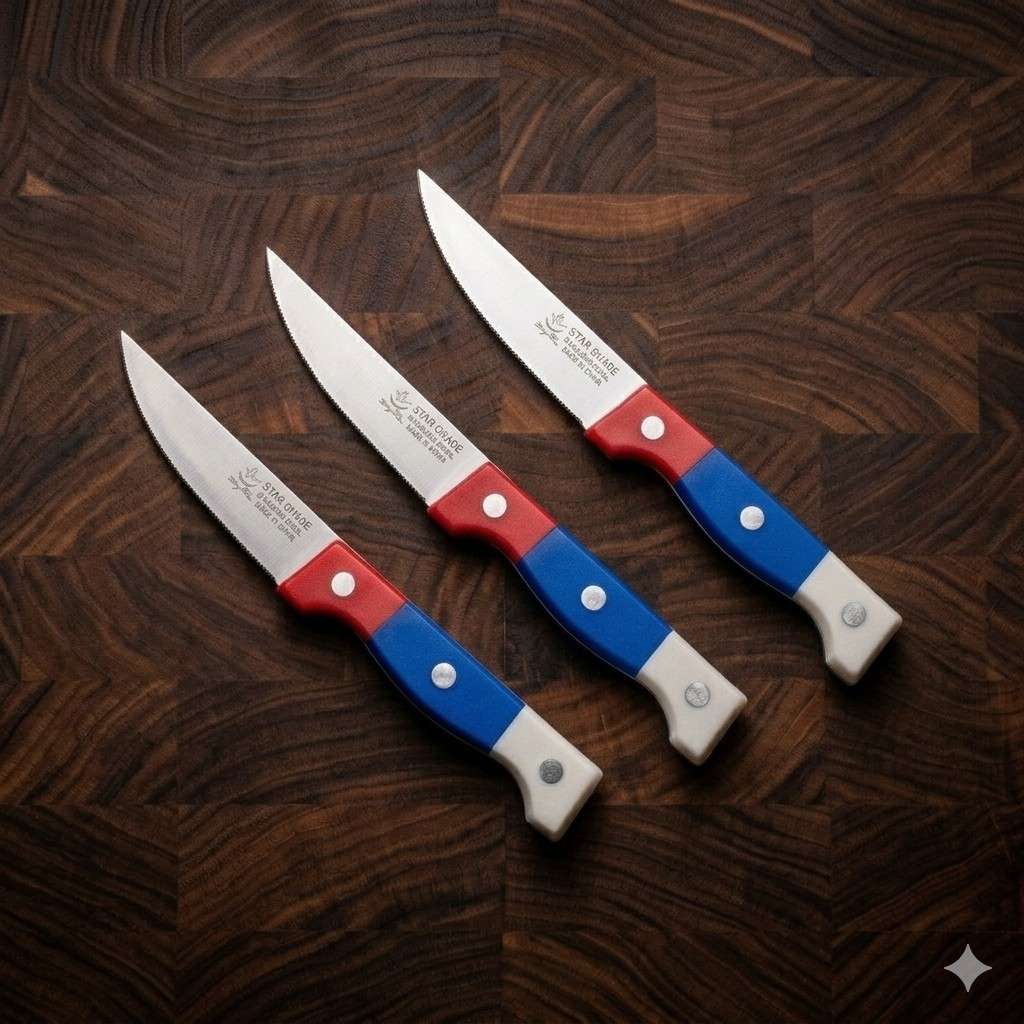 Premium Stainless Steel Multipurpose Kitchen Knife with Ergonomic Tri-Color Handle main image