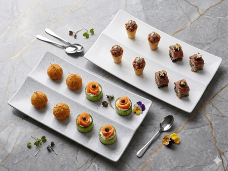 Elegant 2-Compartment Porcelain One-Bite Double Platter image 4