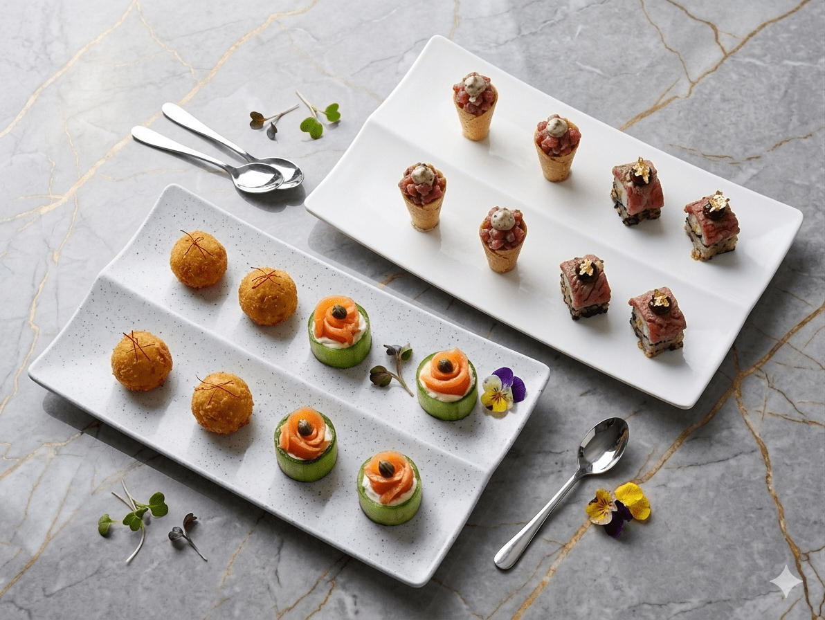 Elegant 2-Compartment Porcelain One-Bite Double Platter image 4