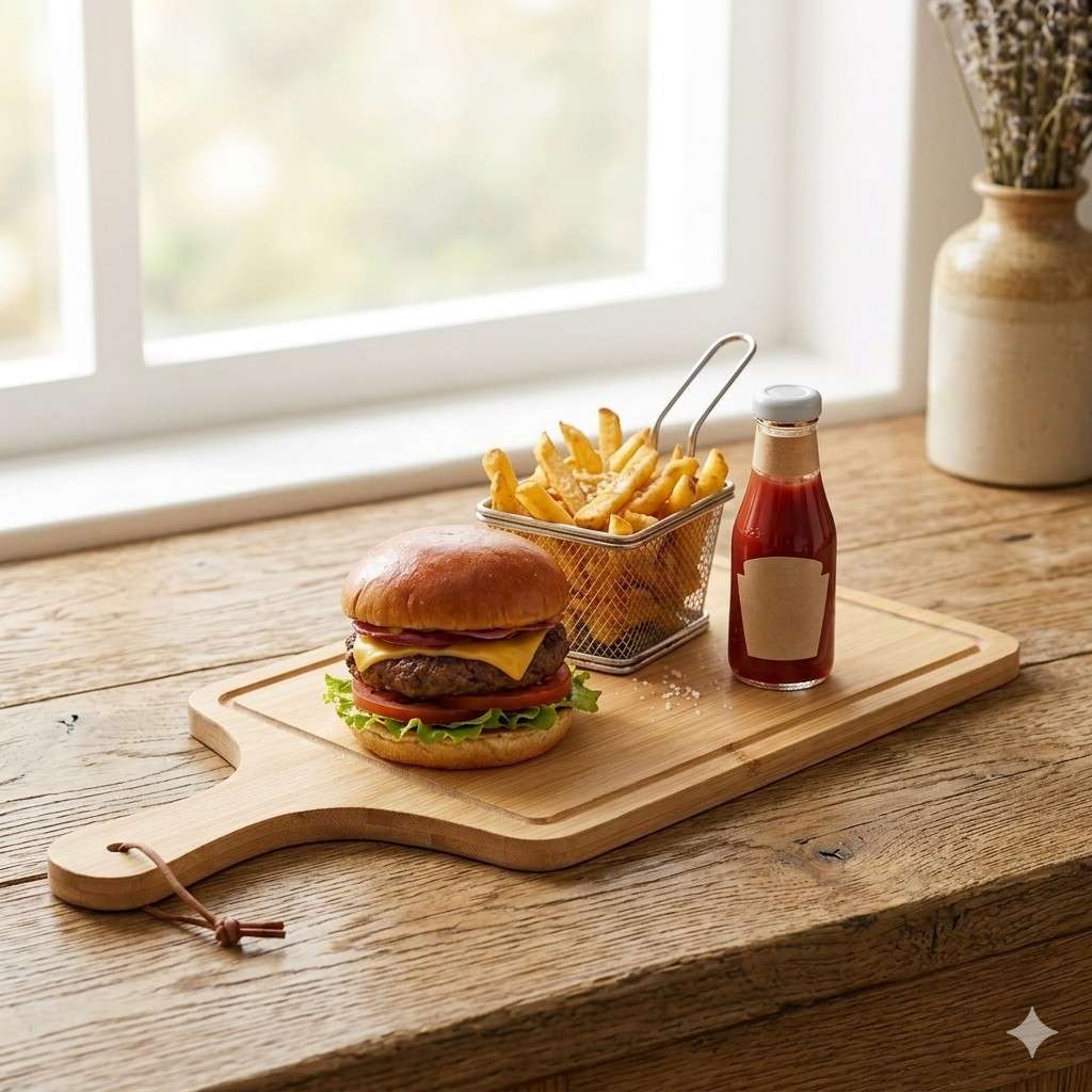 Bamboo Rectangle Pizza Serving Plate with Handle | 19×7 Inch Premium Wooden Charcuterie Board, Sandwich Platter & Burger Tray image 2