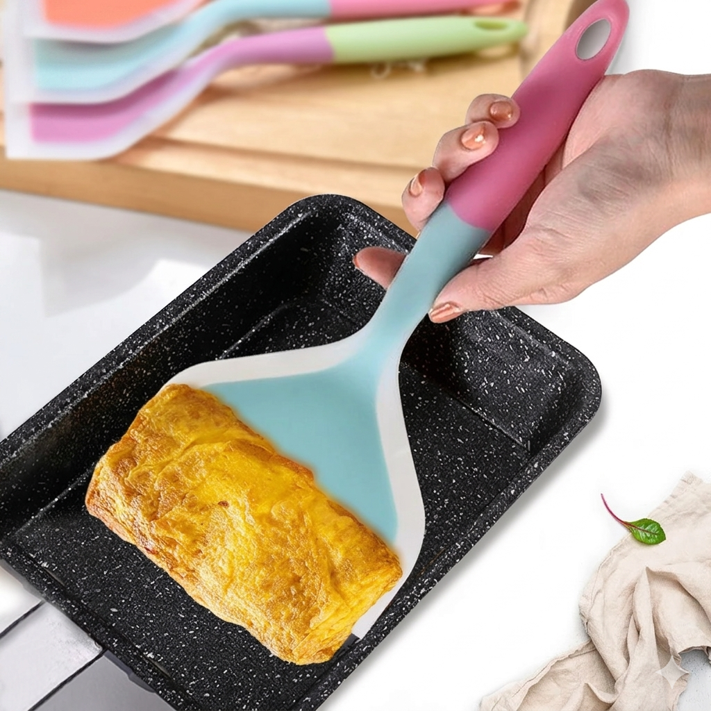 Wide Silicone Spatula & Turner: Non-Stick Heat Resistant Scraper image 2