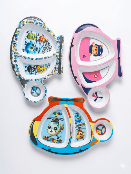 Helicopter Sectional Toddler Plate – 3-Compartment Durable Kids’ Dish image 3