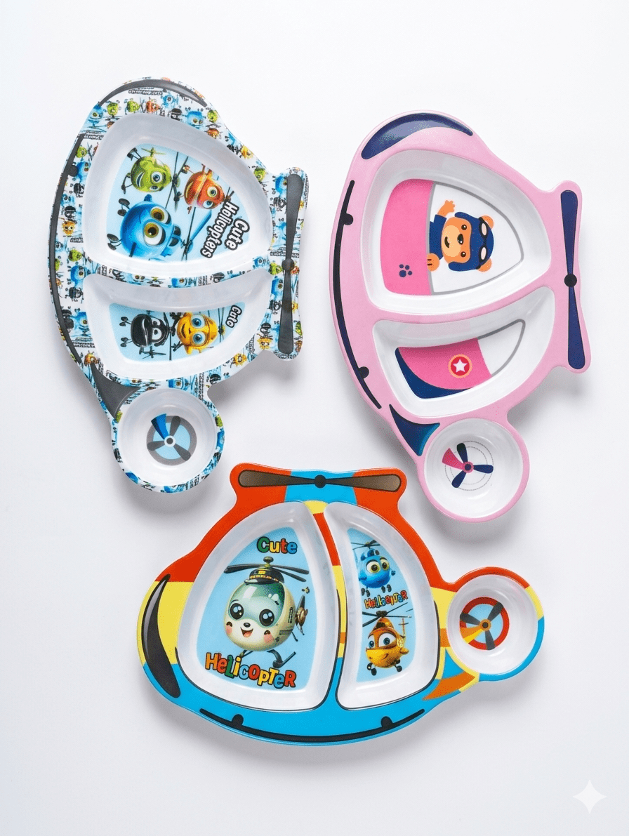Helicopter Sectional Toddler Plate – 3-Compartment Durable Kids’ Dish image 3