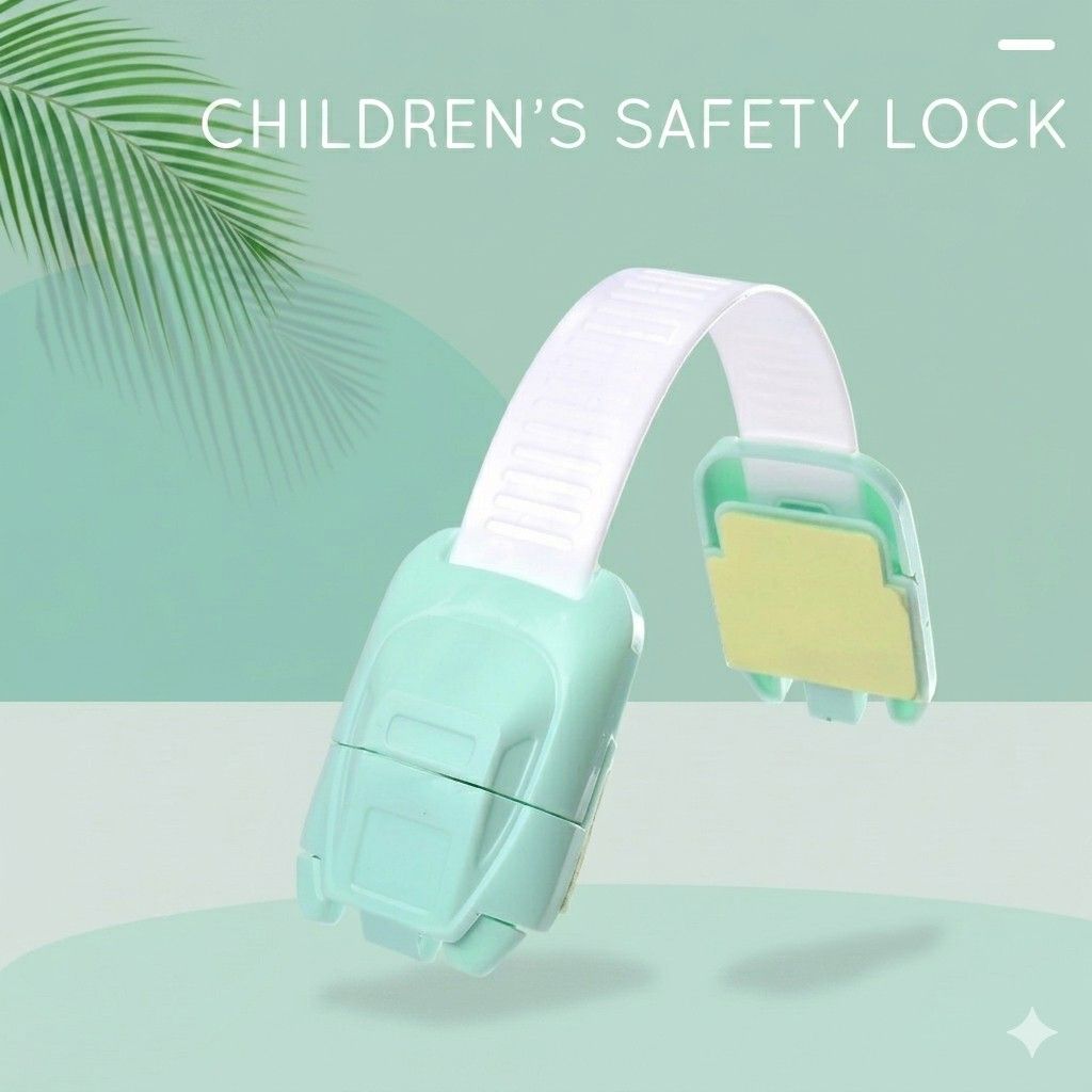 Multi-Purpose Child Safety Lock – Adjustable Flexible Strap Latches for Cabinets, Drawers, Fridge, Toilet, and Trash Can – No Tools Required, Strong 3M Adhesive main image