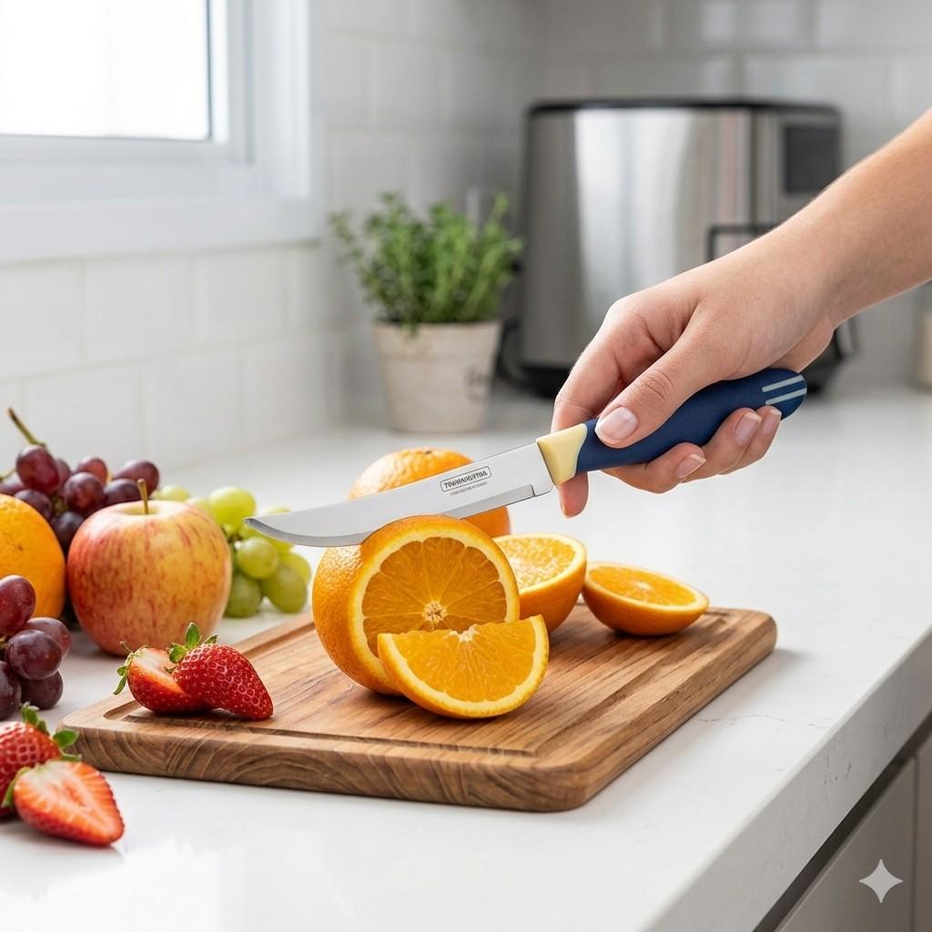 Premium Stainless Steel Utility Knife with Ergonomic Non-Slip Blue Handle image 3