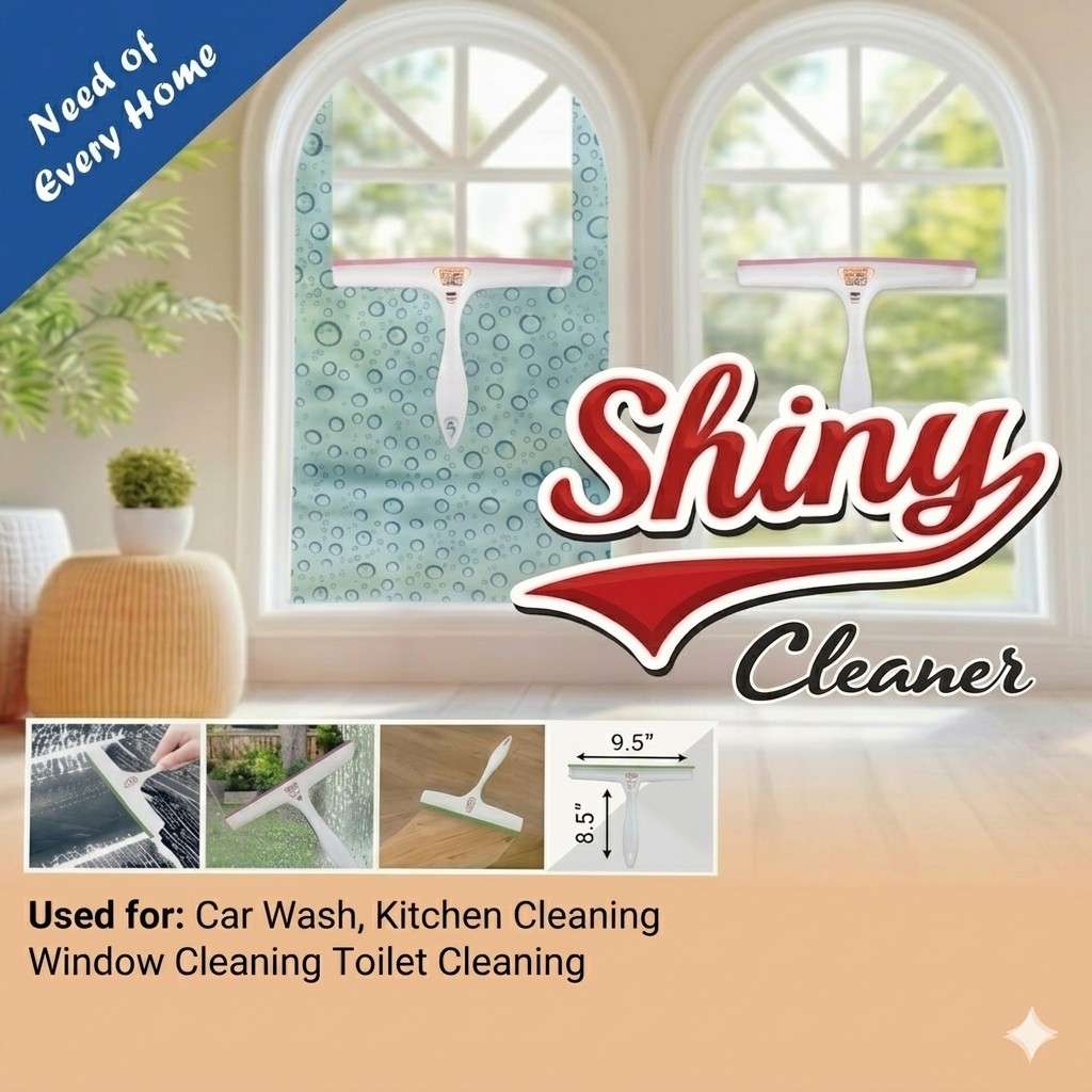 Shiny Cleaner All-Purpose Window Squeegee & Wiper – 9.5-Inch Multi-Surface Cleaning Tool for Car Wash, Kitchen, Glass, and Bathroom image 2