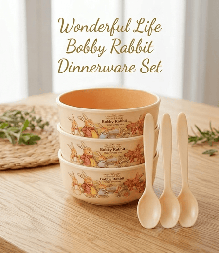 Bobby Rabbit “Wonderful Life” 6-Piece Feeding Set – Adorable Bunny-Themed Bowls & Spoons for Toddlers image 3