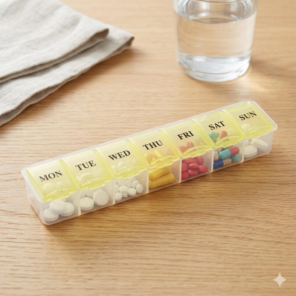 7-Day Weekly Pill Organizer – Compact Daily Medication Management Case main image