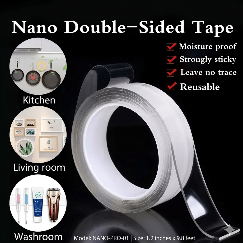 Premium Nano Double-Sided Tape – Heavy Duty, Washable & Reusable Gel Grip Tape (3 Meters, 1mm Thickness) main image