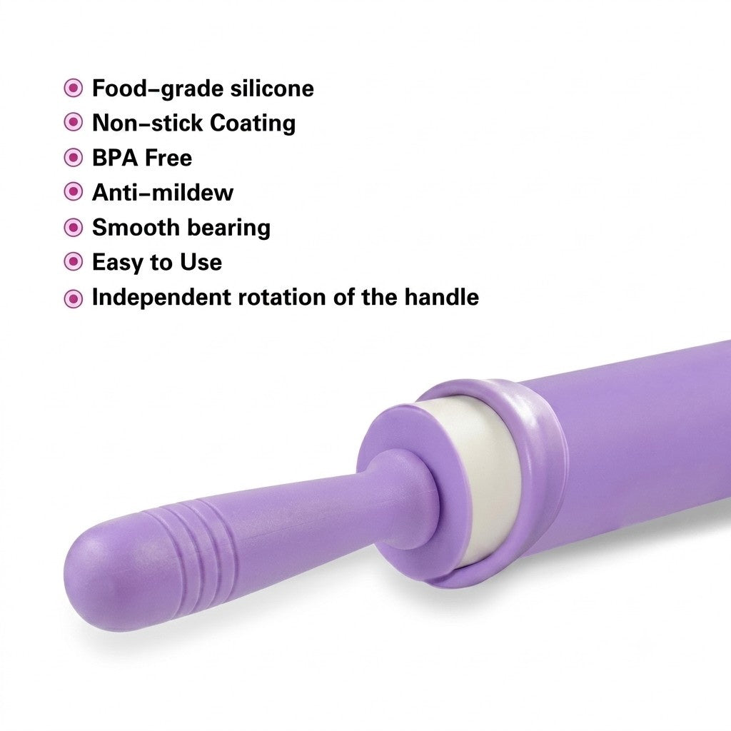 Premium Non-Stick Silicone Rolling Belan – Ergonomic Rotating Handle for Effortless Baking image 2