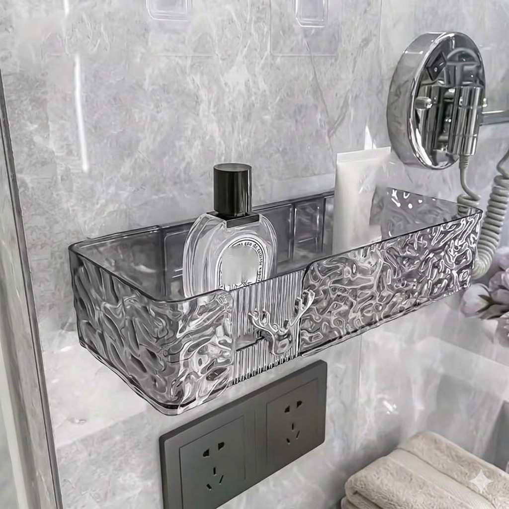 Luxury Rectangle Wall-Mounted Organizer Rack – Multi-Purpose Transparent Storage for Bathroom & Kitchen image 4