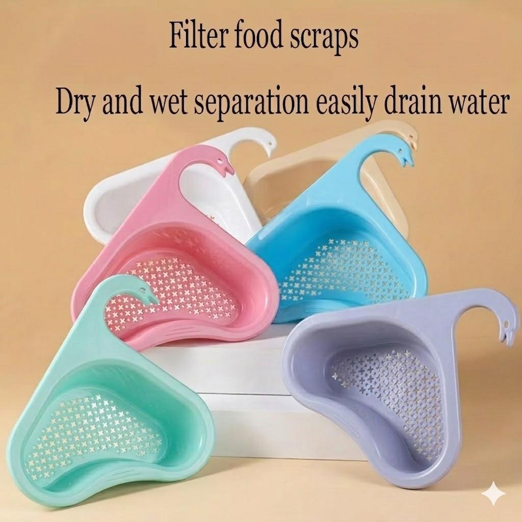 Swan Drain Basket for Kitchen Sink – Multi-Functional Food Strainer & Corner Storage Basket for Fruit, Vegetables, and Kitchen Scraps image 4