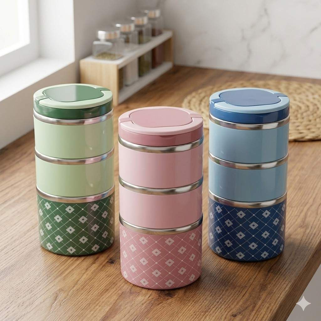 Premium Triple-Layer Stainless Steel Insulated Lunch Box – Eco-Friendly Thermal Food Container main image