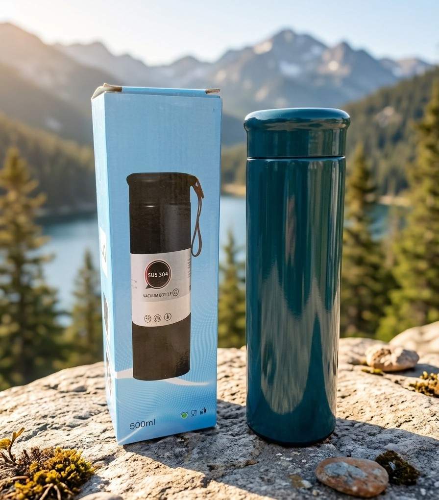 500ml Insulated Stainless Steel Vacuum Bottle with Portable Leather Strap – Leak-Proof Thermal Flask for Hot & Cold Drinks image 4