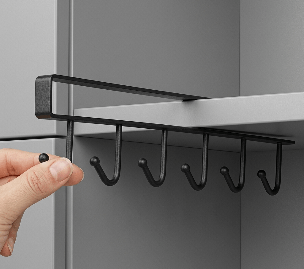 Imperial Under Shelf 6 Hooks Rack – Iron Hanging Kitchen & Bathroom Organizer image 3