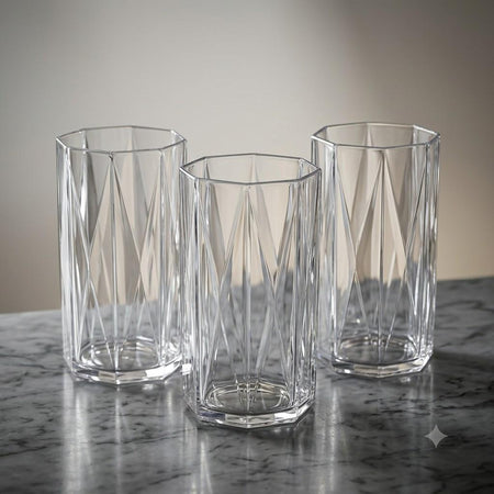 Diamond-Cut Decorative Drinking Glass main image