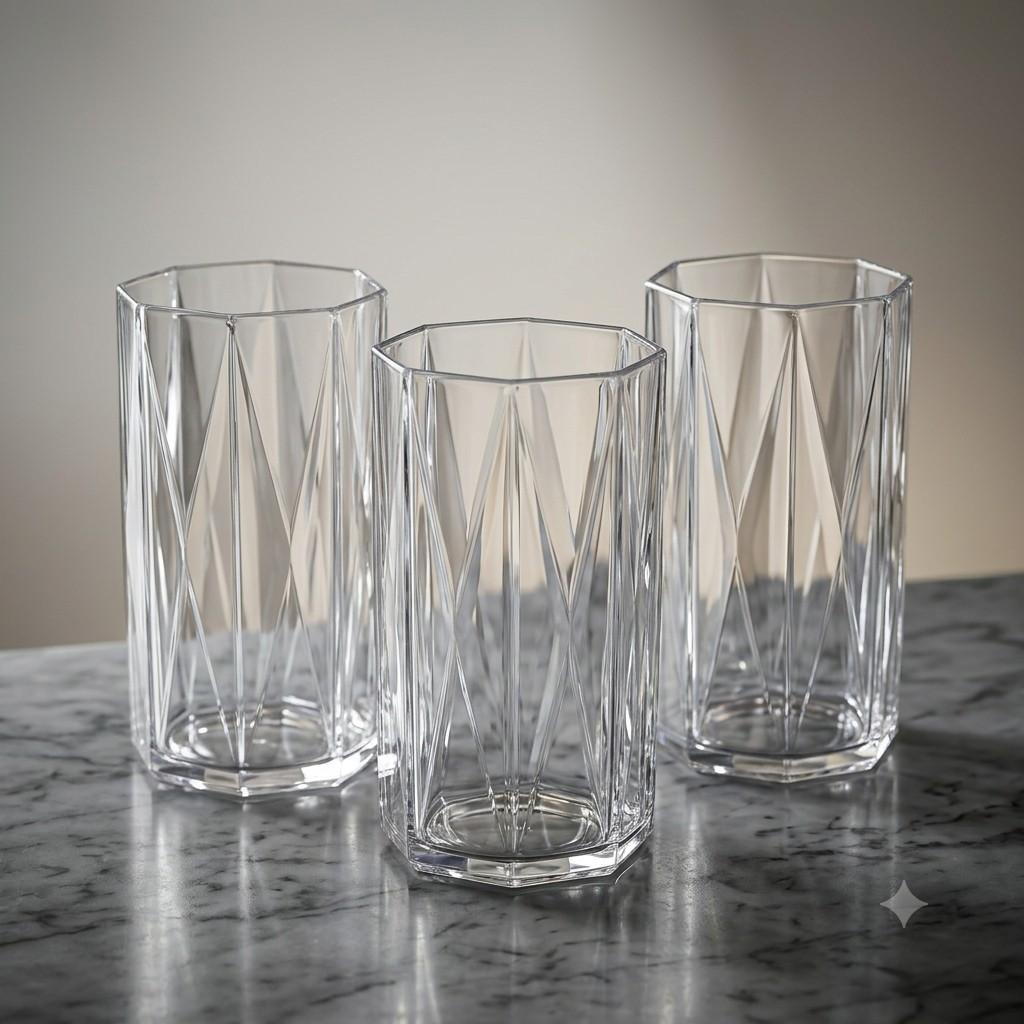 Diamond-Cut Decorative Drinking Glass main image