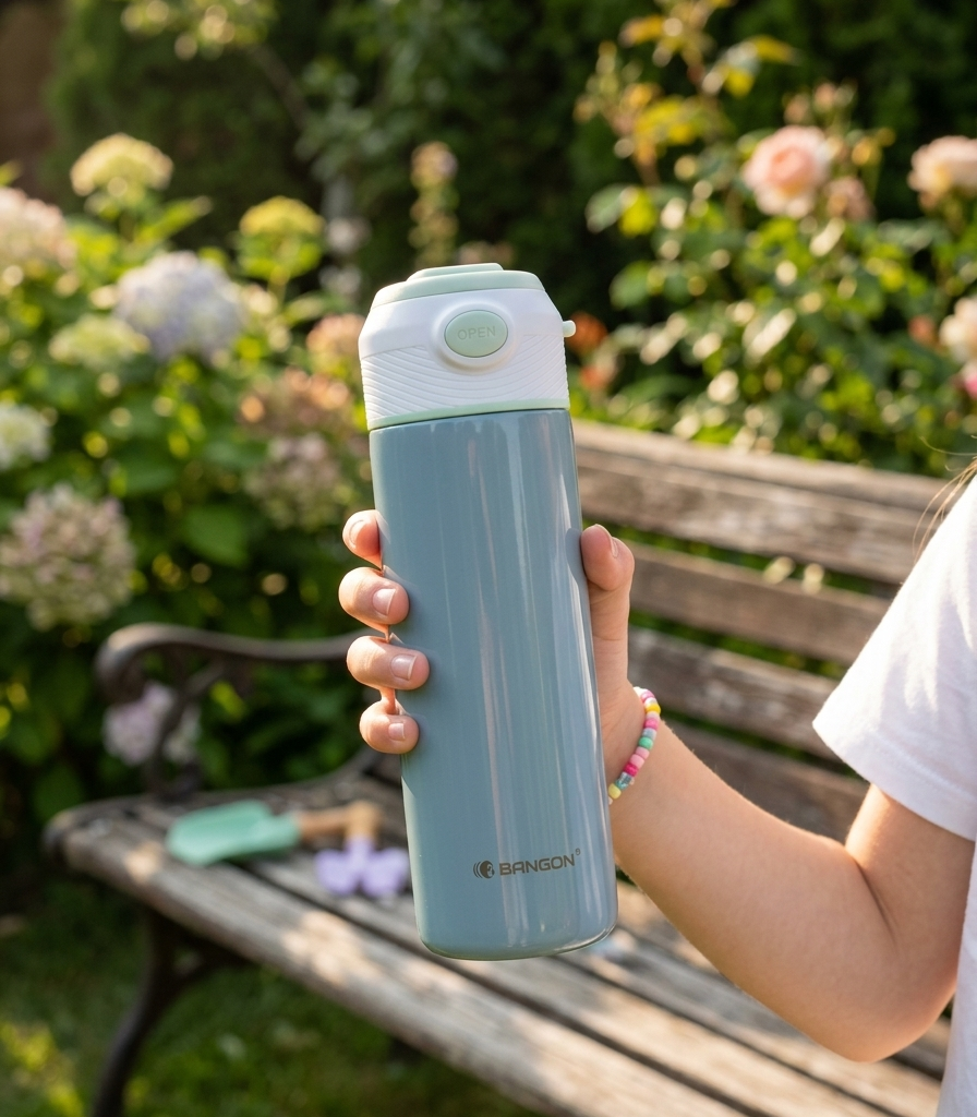 Premium quality vacuum stainless steel insulated sipper bottle lockable popup lid- 450ml image 6