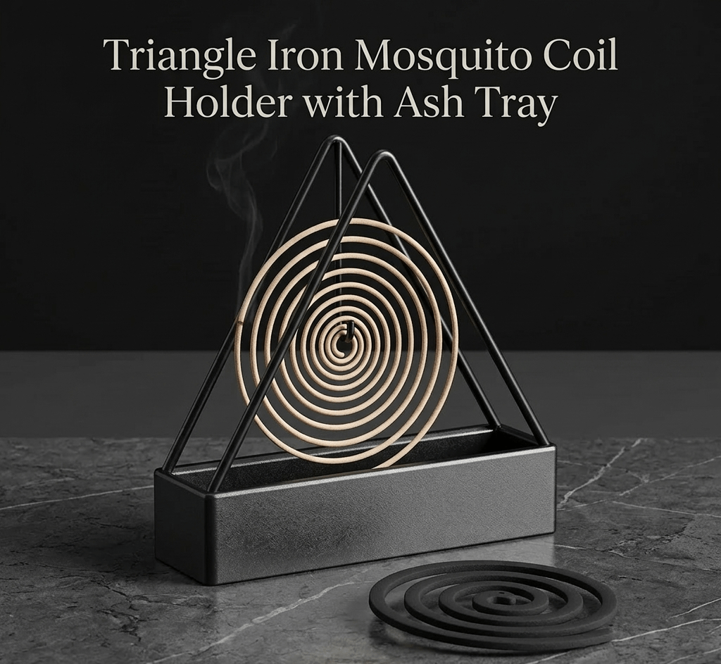 Triangle Iron Mosquito Coil Holder with Ash Tray | Anti-Scald Incense Burner Box main image
