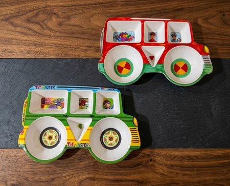 “Toy Monster” Kids’ School Bus Divided Meal Plate – Fun 5-Compartment Toddler Feeding Tray image 2