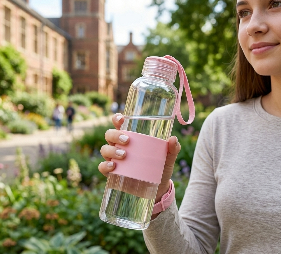 Premium Glass Hydration Bottle with Ergonomic Silicone Grip and Carry Strap image 2