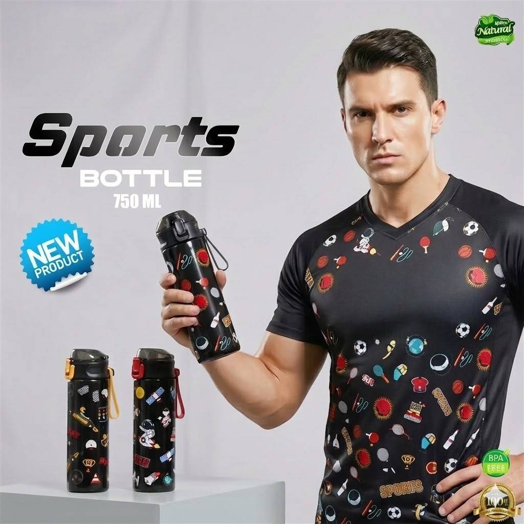 750ml Leak-Proof Sports Water Bottle with Flip-Top Cap image 4