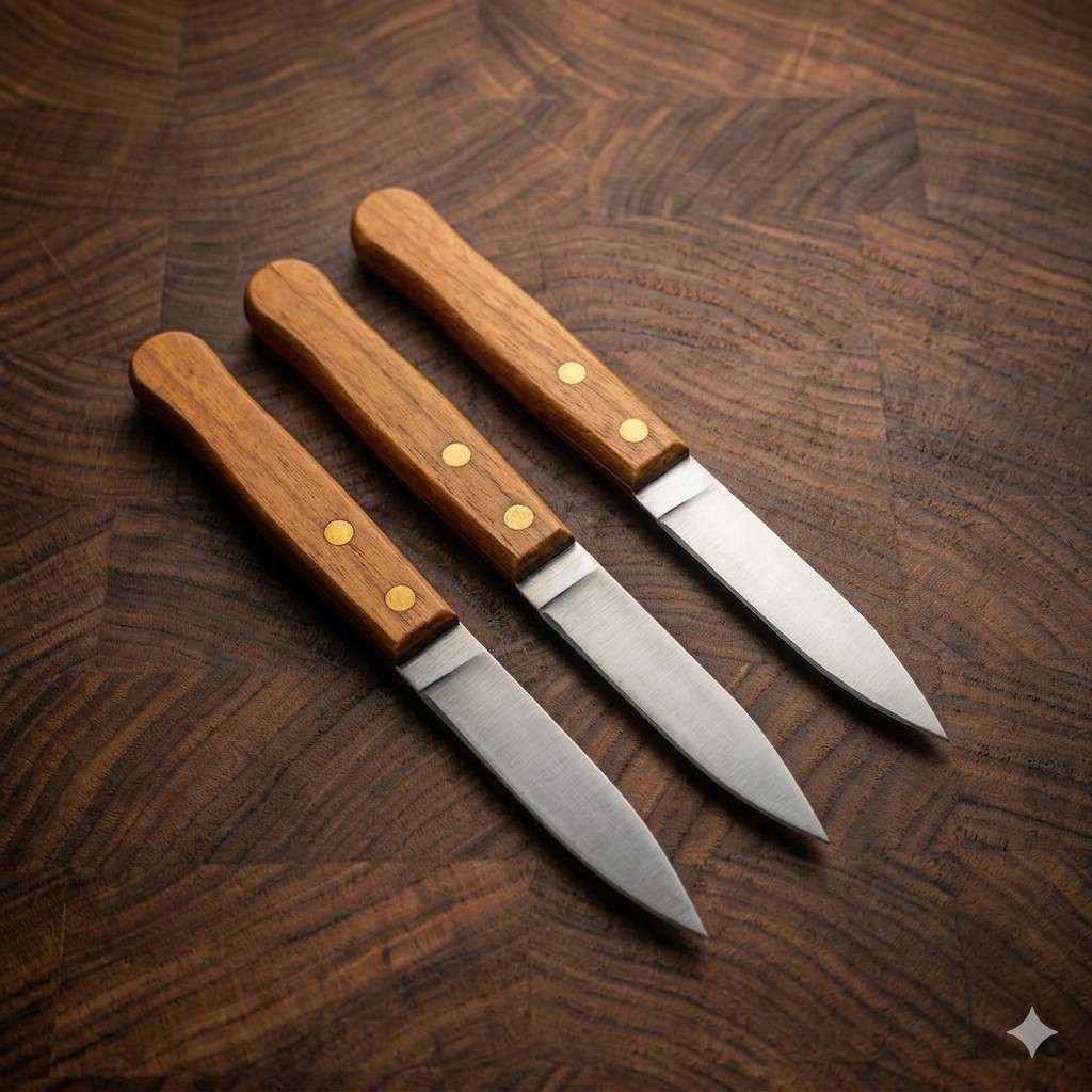 Stainless Steel Kitchen Paring Knife with Classic Double-Rivet Wooden Handle main image