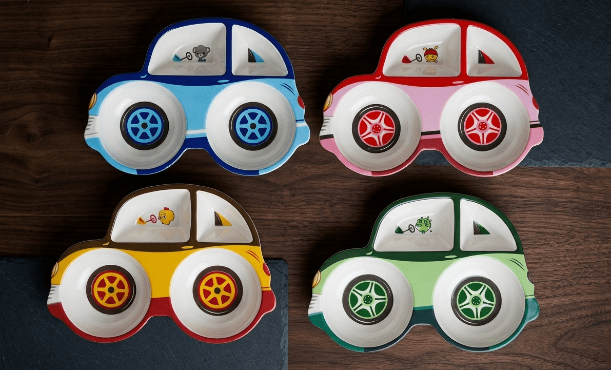 Fun Car-Shaped Divided Toddler Plate – 4-Compartment Kids’ Feeding Tray for Picky Eaters image 2