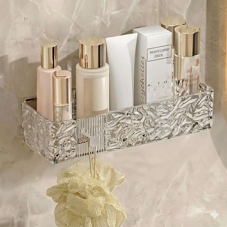 Luxury Rectangle Wall-Mounted Organizer Rack – Multi-Purpose Transparent Storage for Bathroom & Kitchen image 3