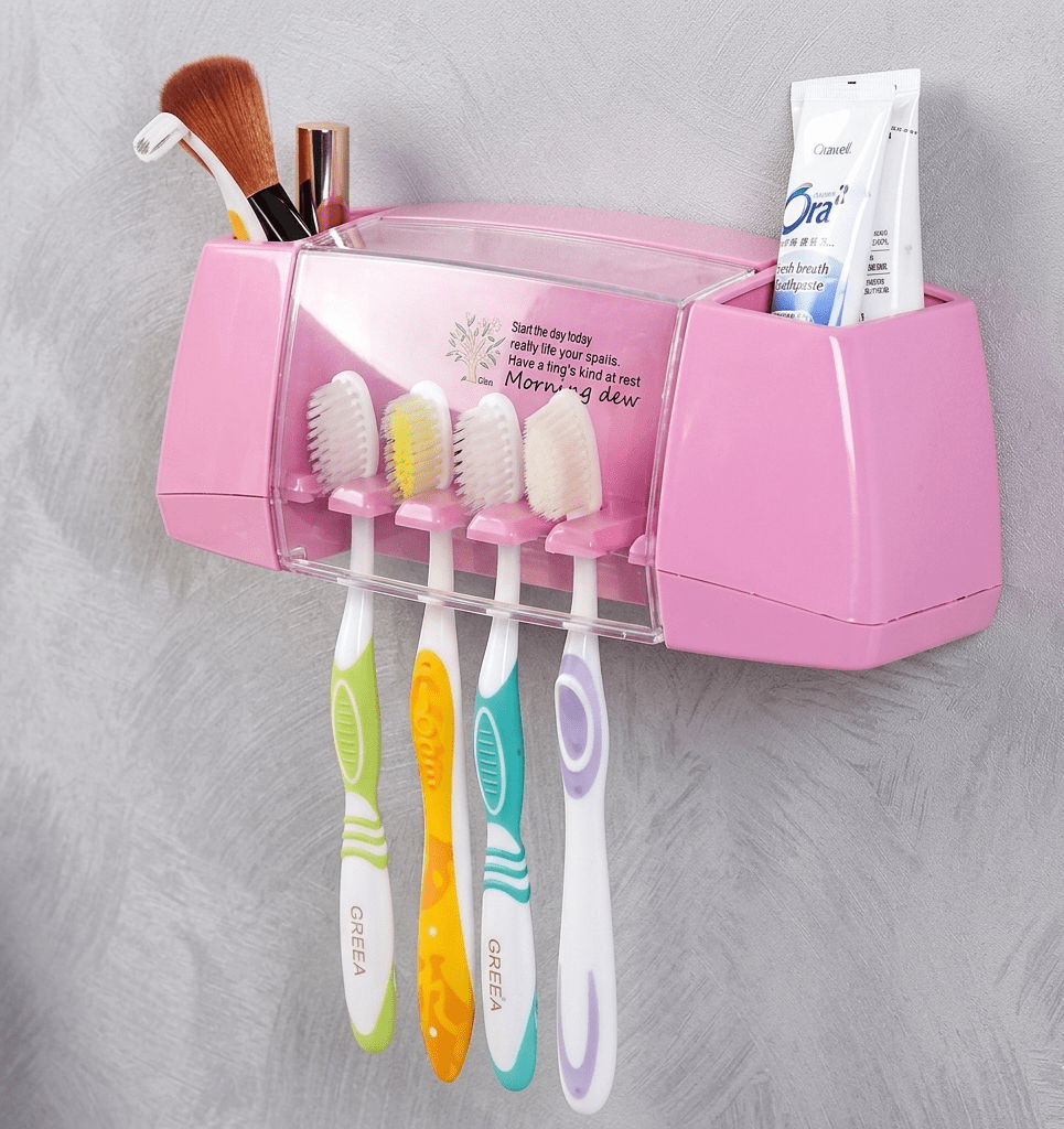 Wall-Mounted Family Toothbrush Holder & Multi-Function Bathroom Organizer main image