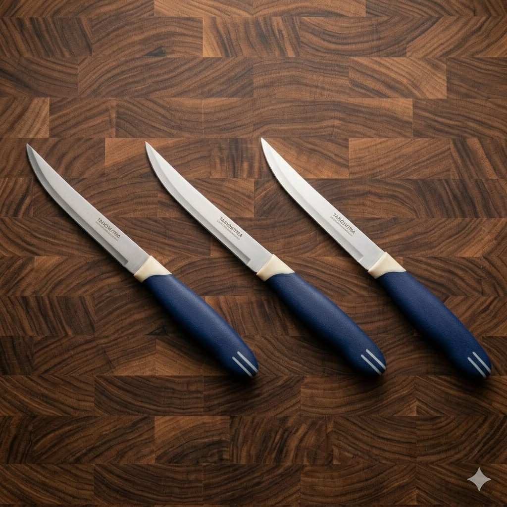 Premium Stainless Steel Utility Knife with Ergonomic Non-Slip Blue Handle main image