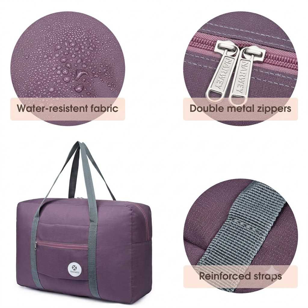 Premium Travel Duffel Bag – Lightweight Water-Resistant Carry-On with Luggage Sleeve image 3