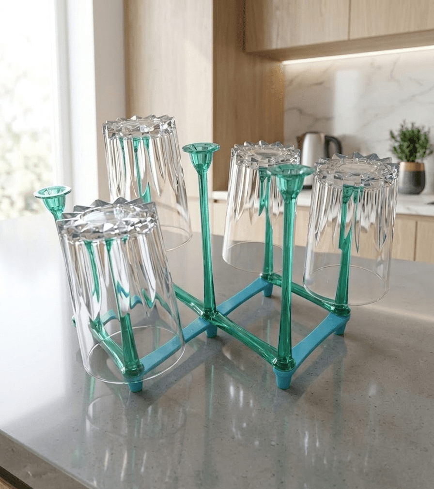 Modern Acrylic Folding Glass Drying Rack & Display Stand (7-Cup Capacity) image 2