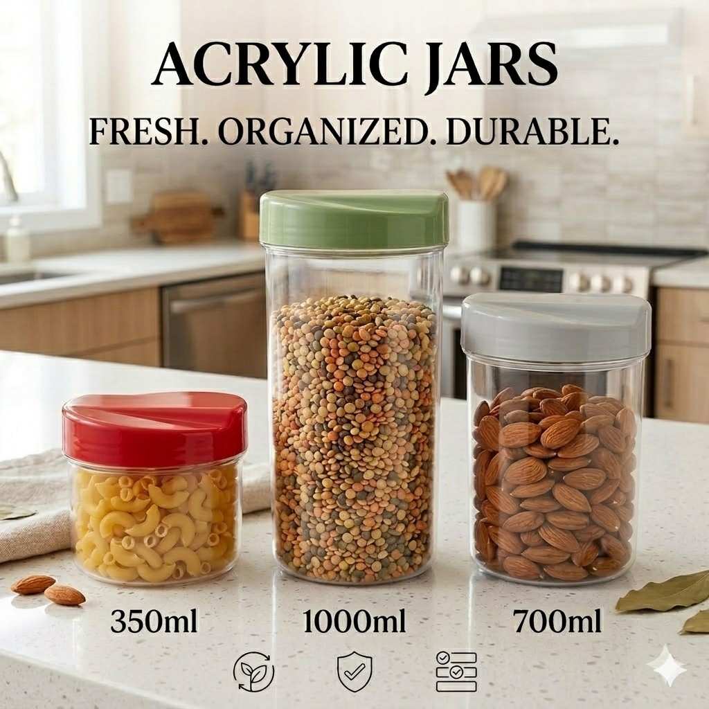 Premium Acrylic Storage Jar – Modern Kitchen Organizer (Available in 350ml, 700ml, 1000ml) main image
